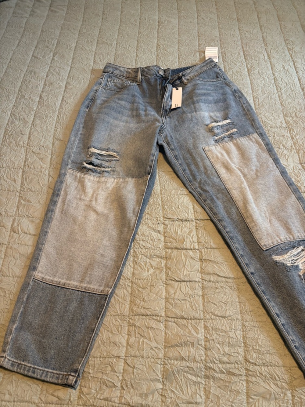 Rue21 Two-Tone Light Blue Patch Pocket Boyfriend Jeans